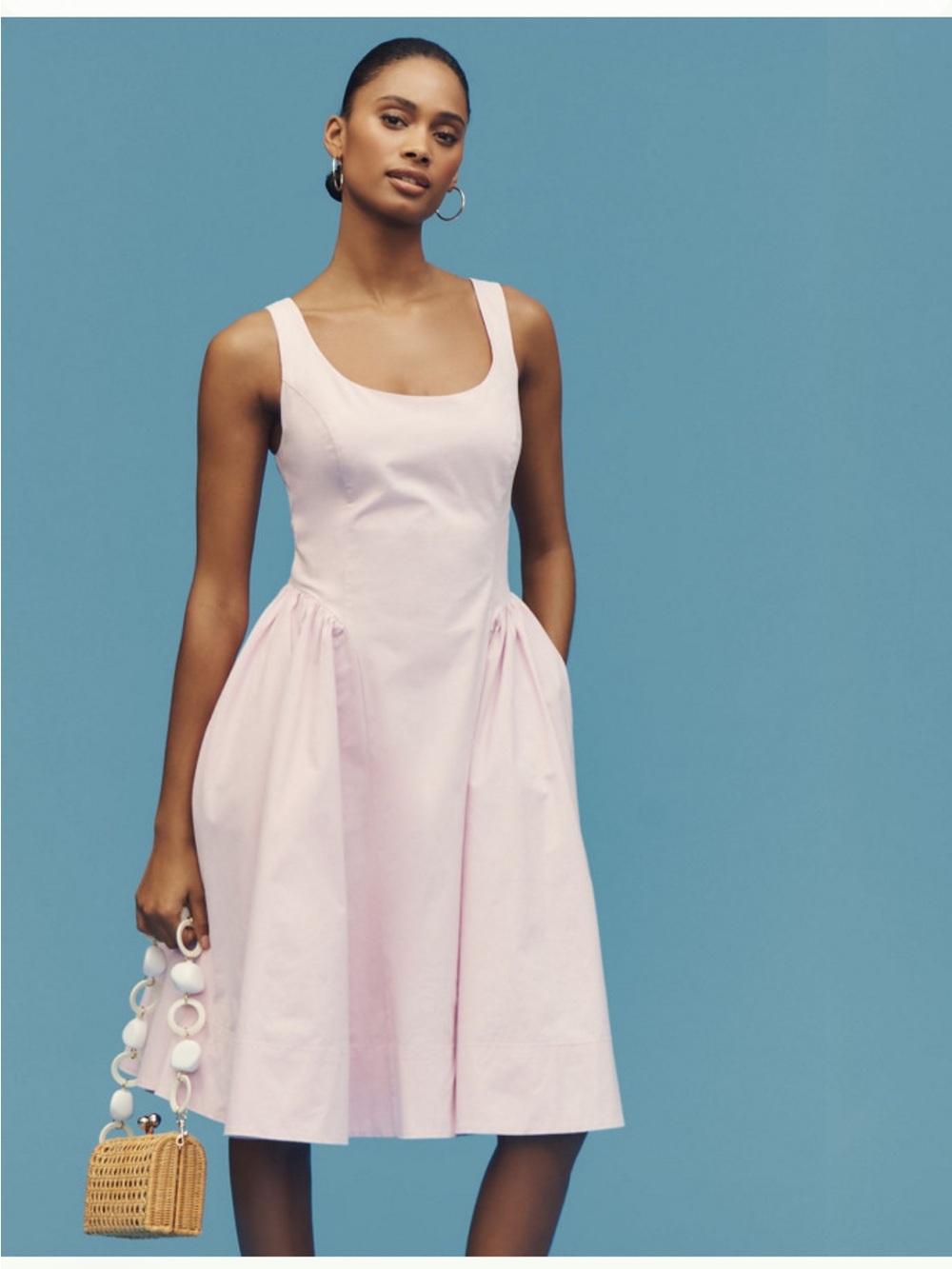 Anthropology sleeveless scoop neck basque-waist midi dress XS